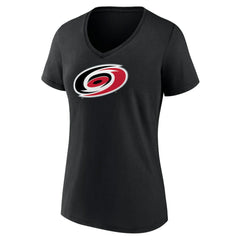 NHL Black Carolina Hurricanes Women's Team Primary Logo V-Neck T-Shirt