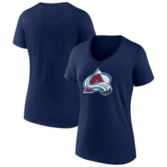 NHL Navy Colorado Avalanche Women's Team Primary Logo V-Neck T-Shirt