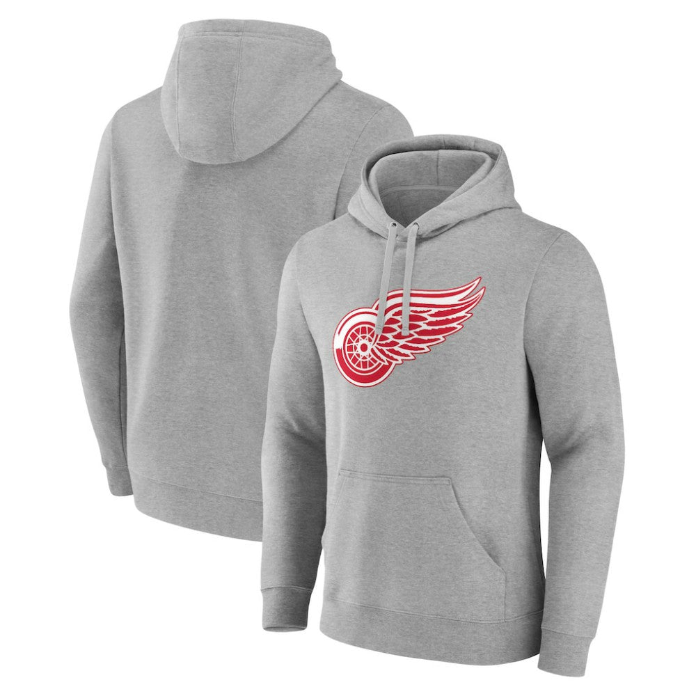 NHL Gray Detroit Red Wings Primary Team Logo Pullover Hoodie