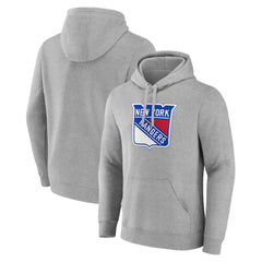NHL Gray New York Rangers Primary Team Logo Pullover Hoodie