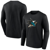 NHL Black San Jose Sharks Primary Logo Team Long Sleeve T-Shirt