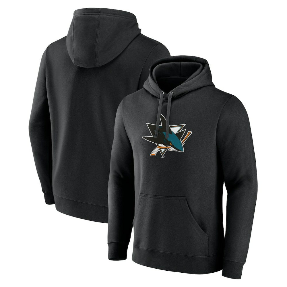 NHL Black San Jose Sharks Primary Team Logo Pullover Hoodie