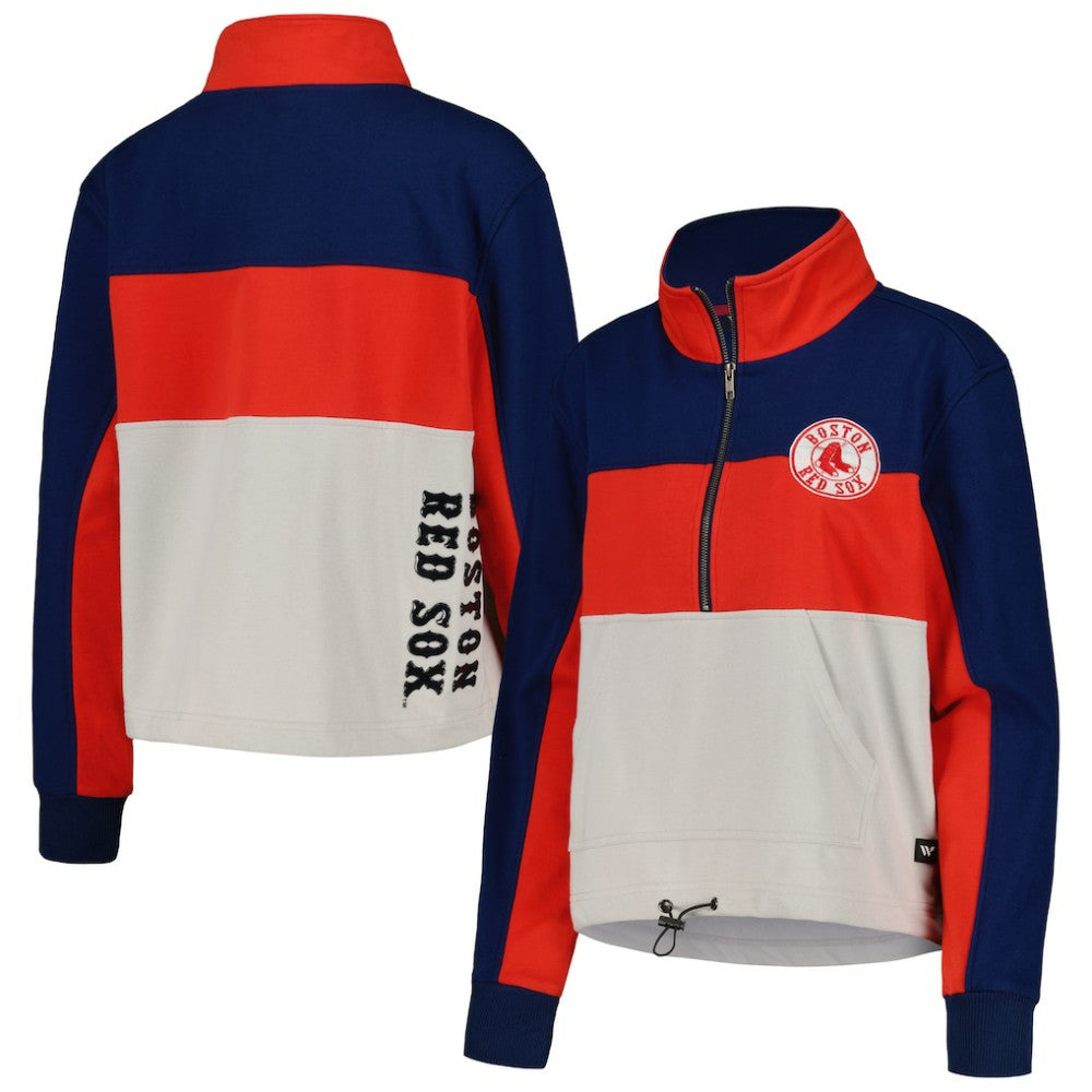 MLB Boston Red Sox The Wild Collective Women's Color Block Half-Zip Jacket