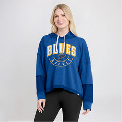 NHL Heather Blue St. Louis Blues Fanatics Women's Lux Lounge Helmet Arch Pullover Hoodie