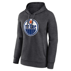 NHL Charcoal Edmonton Oilers Women's Primary Logo Pullover Hoodie