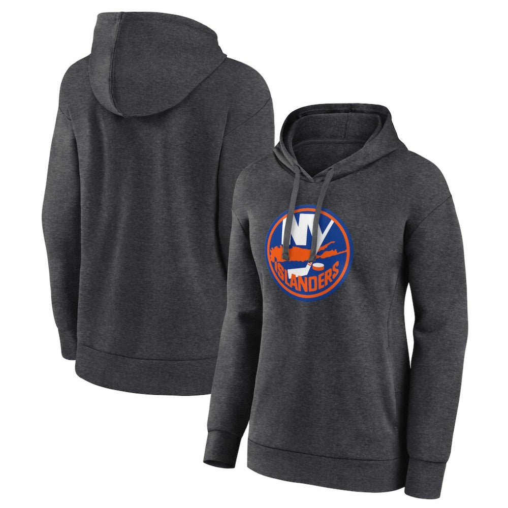 NHL Charcoal New York Islanders Women's Primary Logo Pullover Hoodie