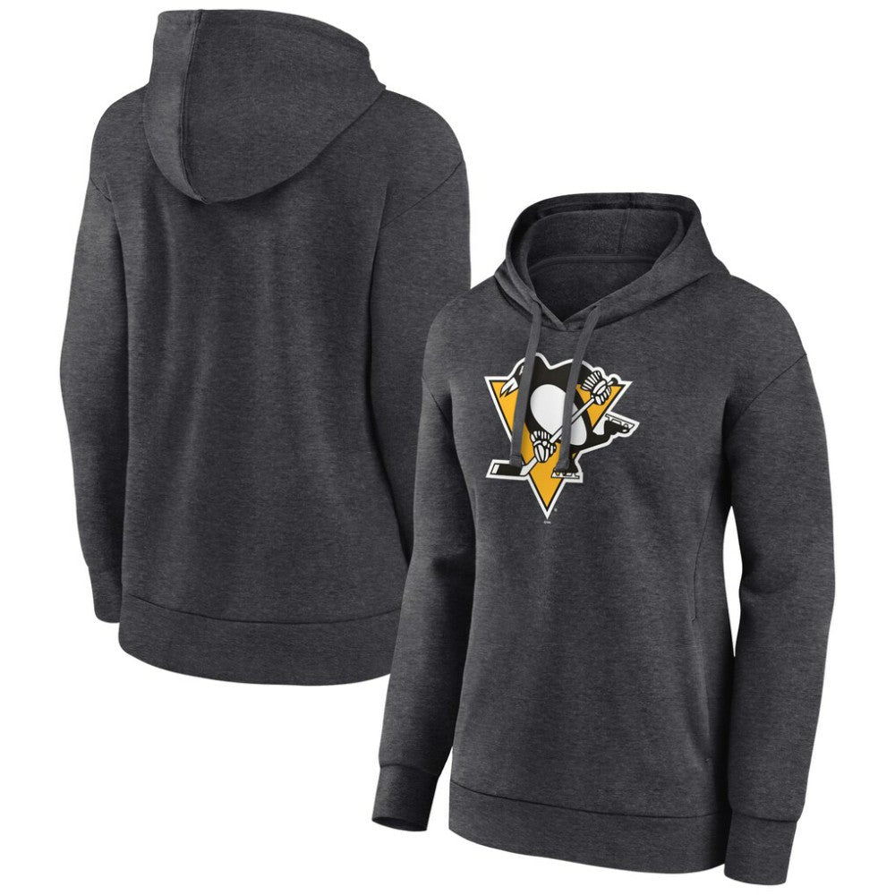NHL Charcoal Pittsburgh Penguins Women's Primary Logo Pullover Hoodie