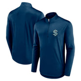 NHL Deep Sea Blue Seattle Kraken Fanatics Mock Neck Quarter-Zip Top