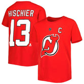 NHL Red Nico Hischier New Jersey Devils Youth Player Name & Number T-Shirt