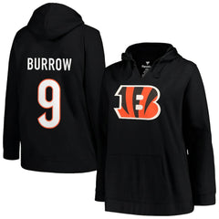 Joe Burrow Profile Women's Plus Size Player Name & Number Pullover Hoodie - Cincinnati Bengals