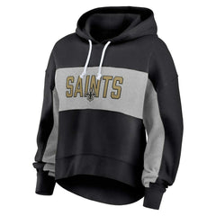 Women's Filled Stat Sheet Lighweight Modest Crop Hoodie - New Orleans Saints