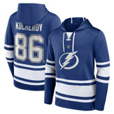 NHL Blue Nikita Kucherov Tampa Bay Lightning Fanatics Name & Number Lace-Up Pullover Hoodie