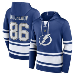 NHL Blue Nikita Kucherov Tampa Bay Lightning Fanatics Name & Number Lace-Up Pullover Hoodie