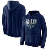 NHL Heather Deep Sea Blue Seattle Kraken Fanatics Shoulder-To-Shoulder Raglan Pullover Hoodie