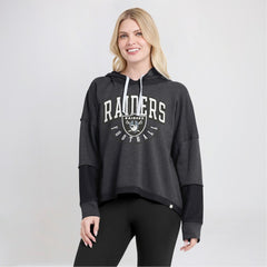 Women's Lightewight Modest Crop Lounge Helmet Arch Pullover Hoodie - Las Vegas Raiders