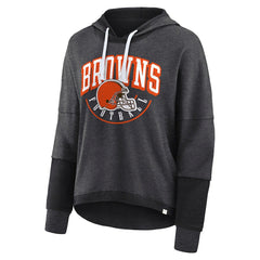 Women's Lightewight Modest Crop Lounge Helmet Arch Pullover Hoodie - Cleveland Browns