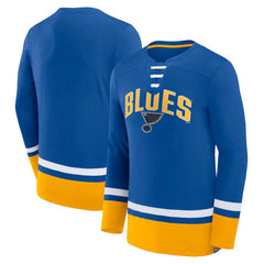 NHL Blue St. Louis Blues Fanatics Back Pass Lace-Up Long Sleeve T-Shirt