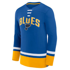NHL Blue St. Louis Blues Fanatics Back Pass Lace-Up Long Sleeve T-Shirt