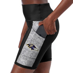 Certo Women's High Waist Logo Two-Pocket Biker Shorts - Baltimore Ravens