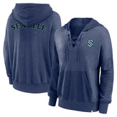 NHL Navy Seattle Kraken Fanatics Women's Breakout Lace-Up Pullover Hoodie