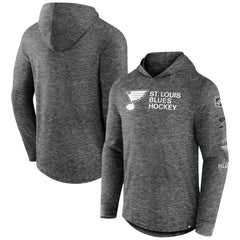 NHL Heather Charcoal St. Louis Blues Fanatics Stacked Long Sleeve Hoodie T-Shirt