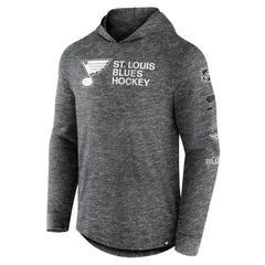 NHL Heather Charcoal St. Louis Blues Fanatics Stacked Long Sleeve Hoodie T-Shirt