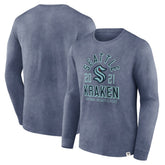 NHL Heather Deep Sea Blue Seattle Kraken Fanatics Keep The Zone Long Sleeve T-Shirt