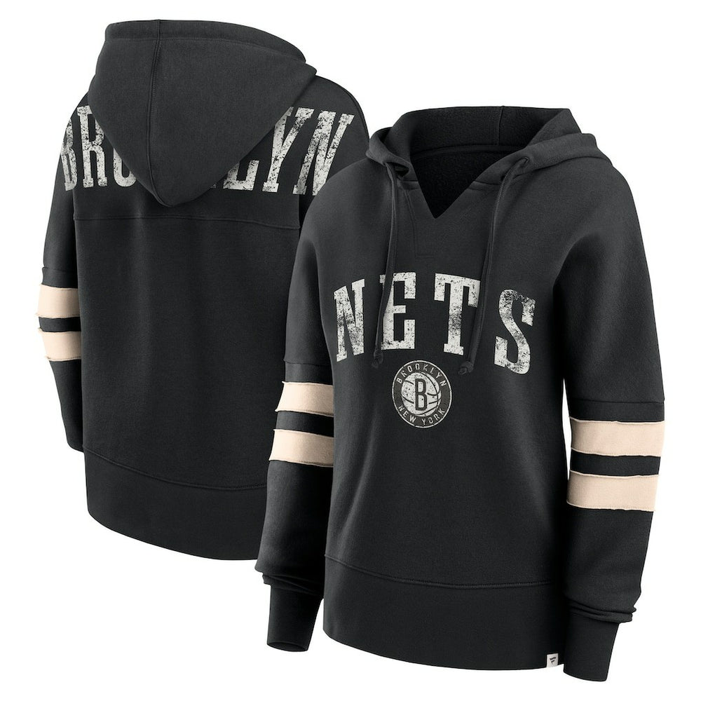 NBA Brooklyn Nets Women's Bold Move Dolman V-Neck High Hip Hoodie
