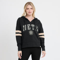 NBA Brooklyn Nets Women's Bold Move Dolman V-Neck High Hip Hoodie