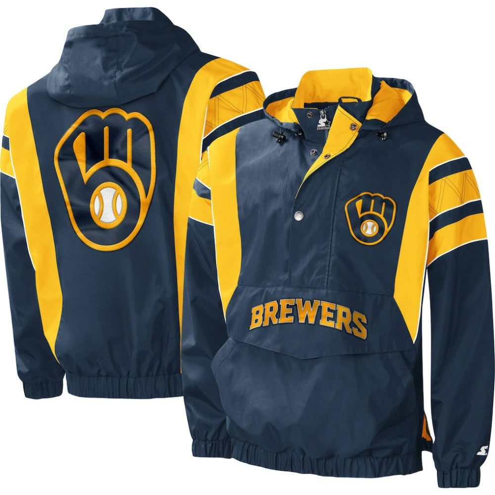 MLB Milwaukee Brewers Starter Impact Hoodie Half-Zip Jacket