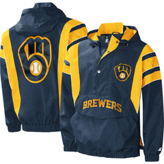 MLB Milwaukee Brewers Starter Impact Hoodie Half-Zip Jacket