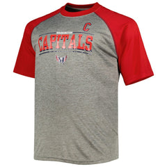 NHL Heather Gray/Red Alexander Ovechkin Washington Capitals Fanatics Big & Tall Captain Patch Contrast Raglan Name & Number T-Shirt