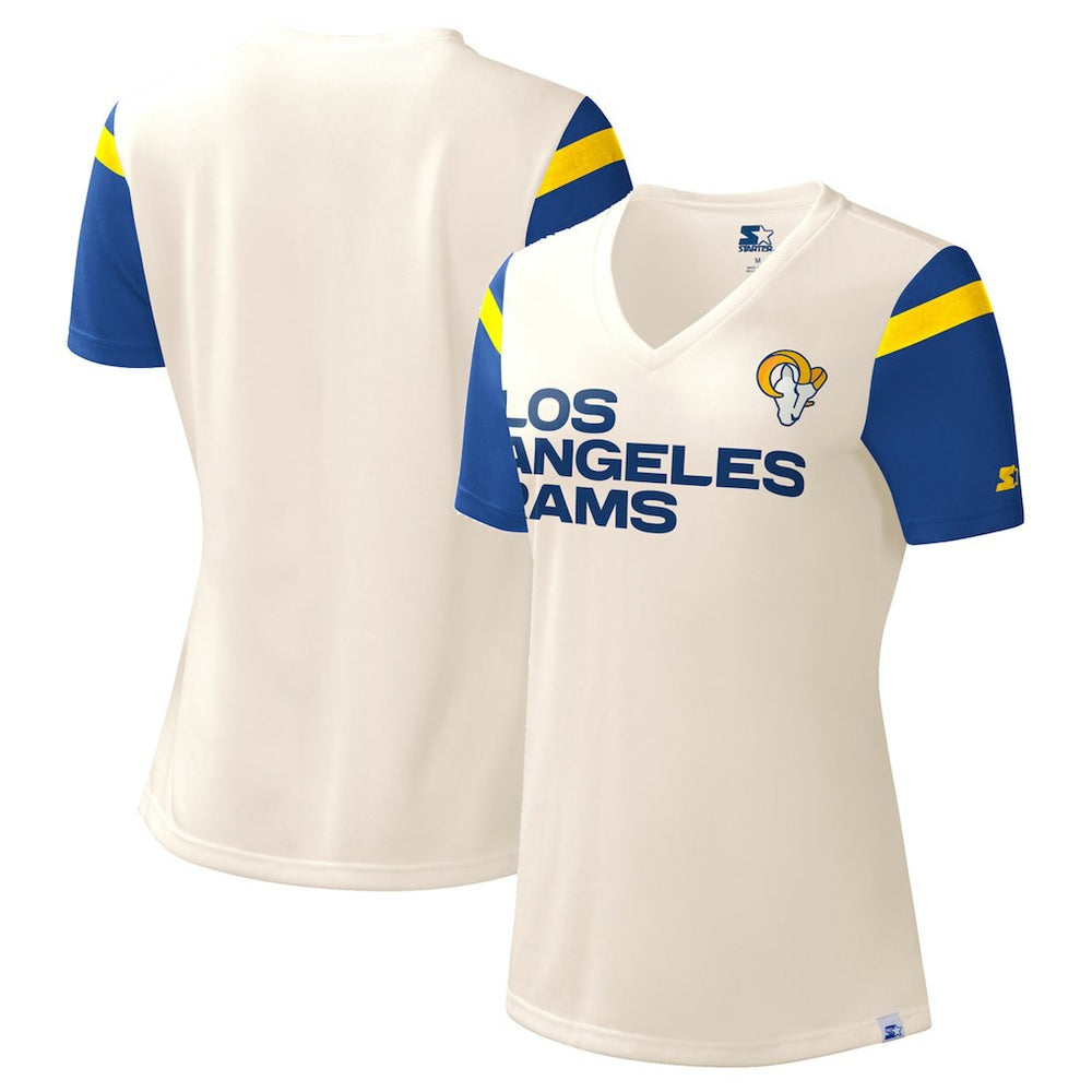 Starter Women's Kick Start V-Neck T-Shirt - Los Angeles Rams