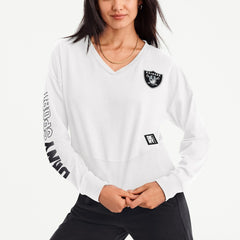 DKNY Sport Women's Lily V-Neck Pullover Sweatshirt - Las Vegas Raiders