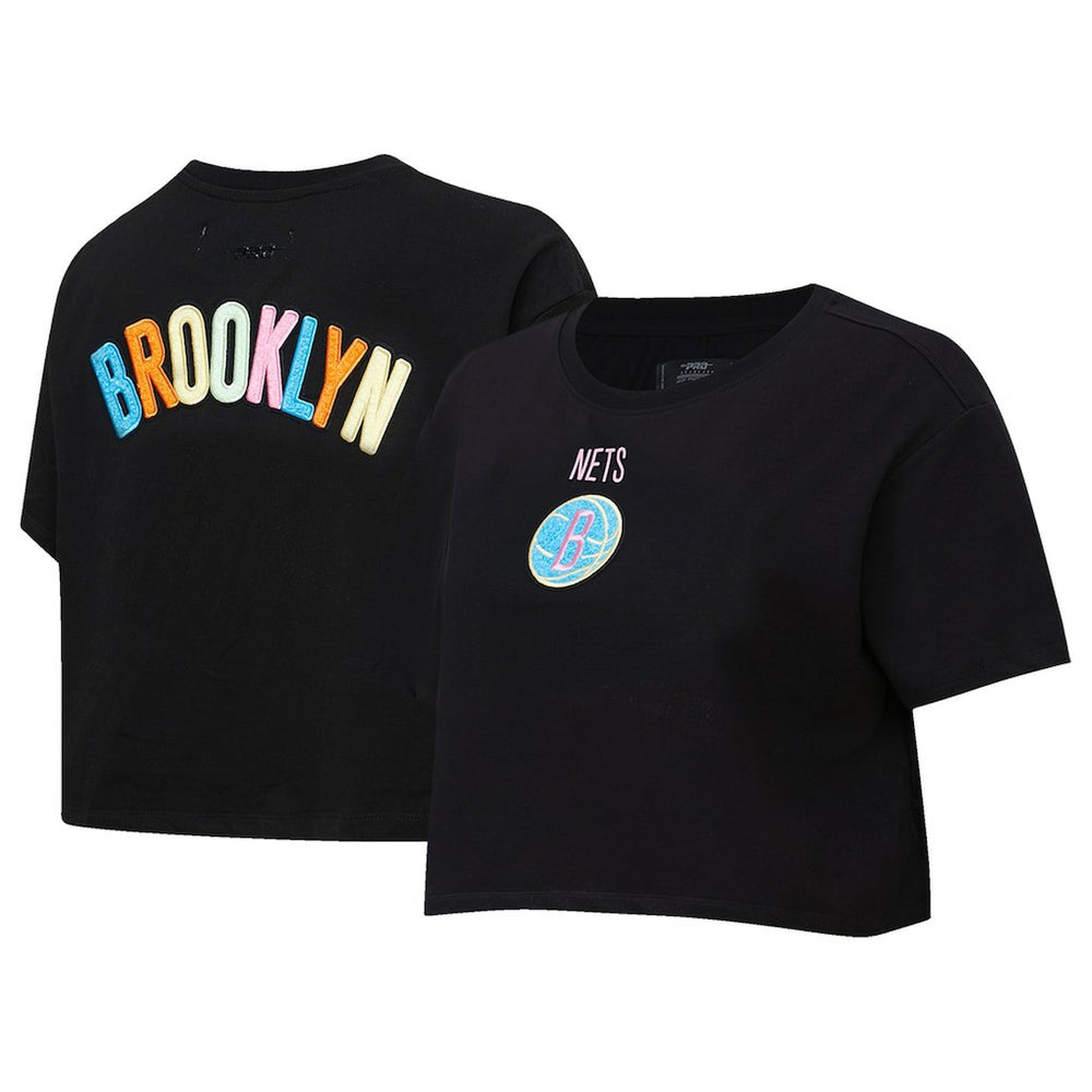 NBA Brooklyn Nets Pro Standard Women's Washed Neon Cropped Boxy T-Shirt