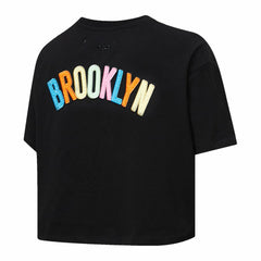 NBA Brooklyn Nets Pro Standard Women's Washed Neon Cropped Boxy T-Shirt