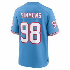Jeffery Simmons Oilers Throwback Alternate Game Player Jersey - Tennessee Titans