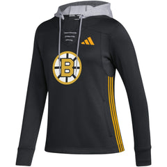 NHL Black Boston Bruins adidas Women's Refresh Skate Lace AEROREADY Pullover Hoodie