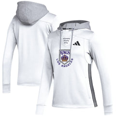 NHL White Los Angeles Kings adidas Women's Refresh Skate Lace AEROREADY Pullover Hoodie