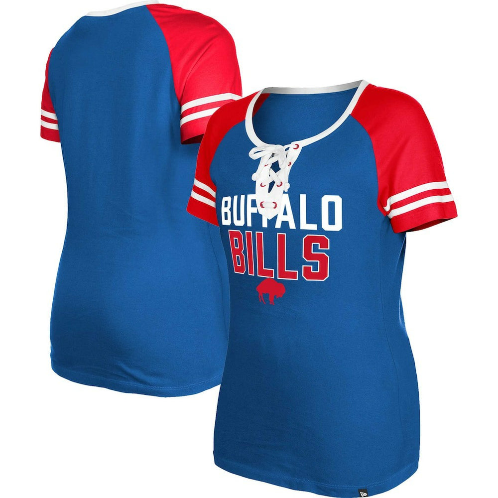 Women's Throwback Raglan Lace-Up T-Shirt - Buffalo Bills