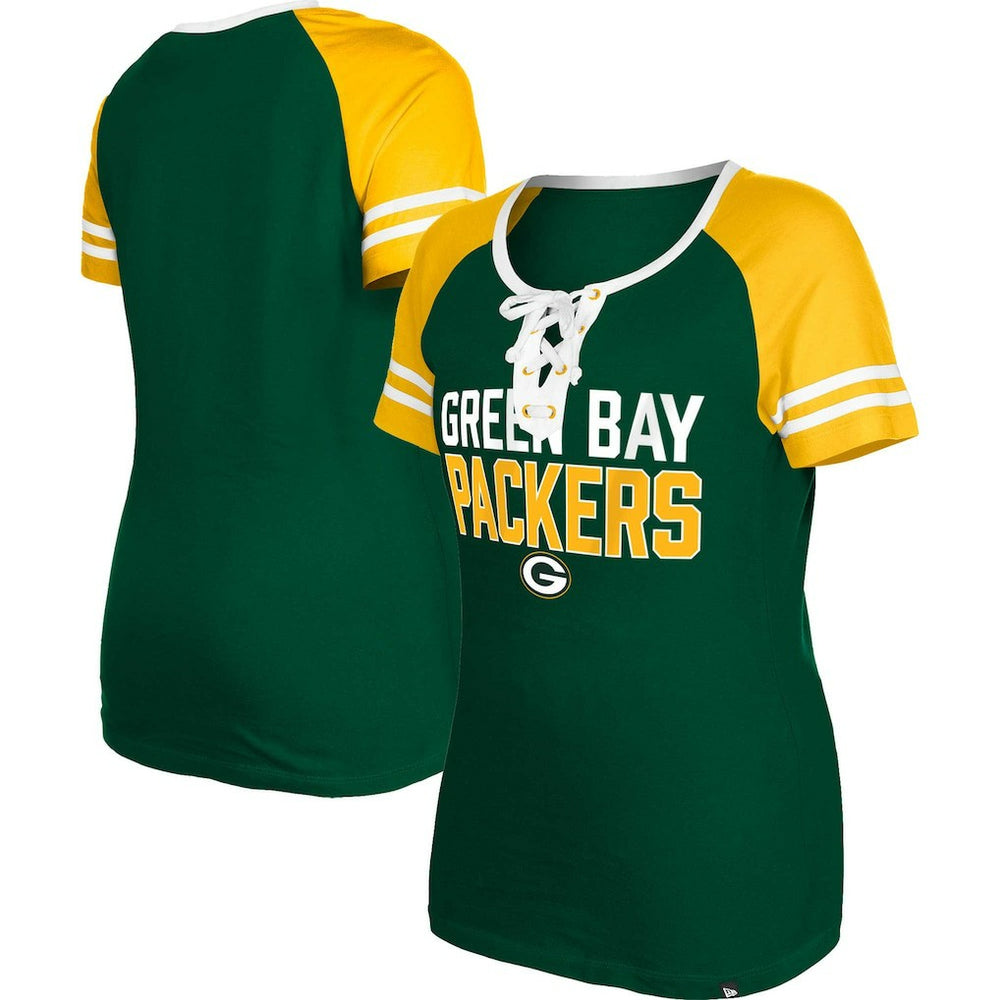 Women's Raglan Lace-Up T-Shirt - Green Bay Packers
