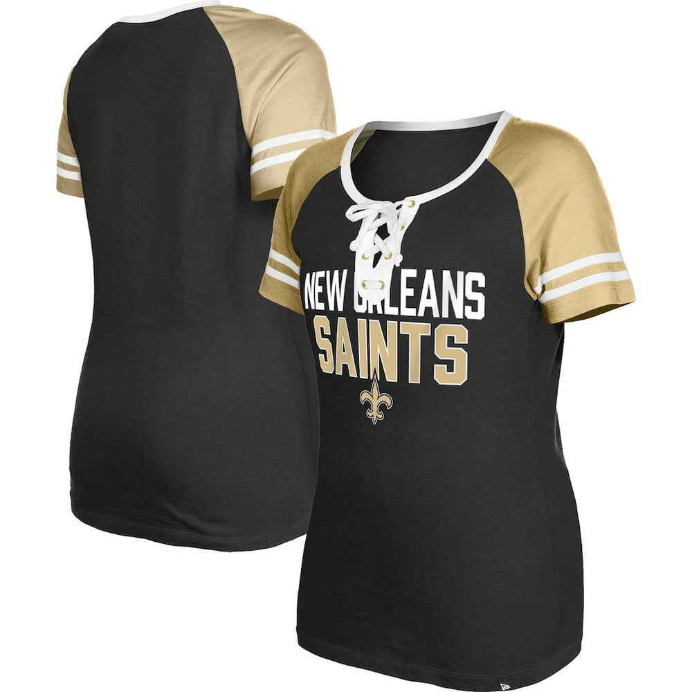 Women's Raglan Lace-Up T-Shirt - New Orleans Saints