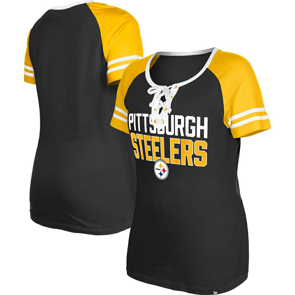 Women's Raglan Lace-Up T-Shirt - Pittsburgh Steelers