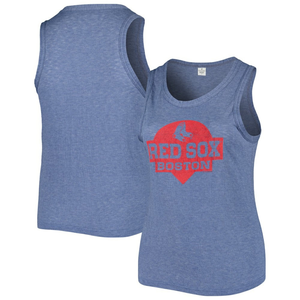 MLB Boston Red Sox Soft as a Grape Women's Plus Size High Neck Tri-Blend Tank Top