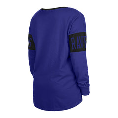 Women's Lace-Up Notch Neck Long Sleeve T-Shirt - Baltimore Ravens