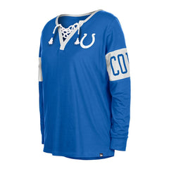 Women's Lace-Up Notch Neck Long Sleeve T-Shirt - Indianapolis Colts