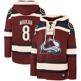 NHL Burgundy Cale Makar Colorado Avalanche '47 Player Name & Number Lacer Pullover Hoodie