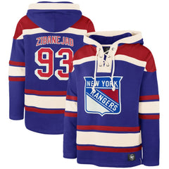 NHL Blue Mika Zibanejad New York Rangers '47 Player Name & Number Lacer Pullover Hoodie