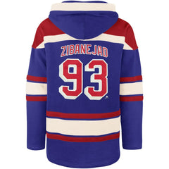 NHL Blue Mika Zibanejad New York Rangers '47 Player Name & Number Lacer Pullover Hoodie