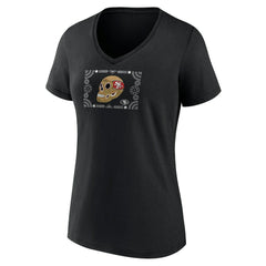Women's Sugar Skull V-Neck T-Shirt - San Francisco 49ers